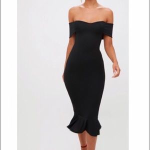 Black Off The Shoulder Midi Dress